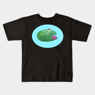Frog Lily pad frog pond lotus flower Frog lover Kids T-Shirt